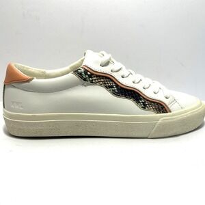Madewell Low Top Snake Print‎ White Leather Sneakers Women's Size 6.5